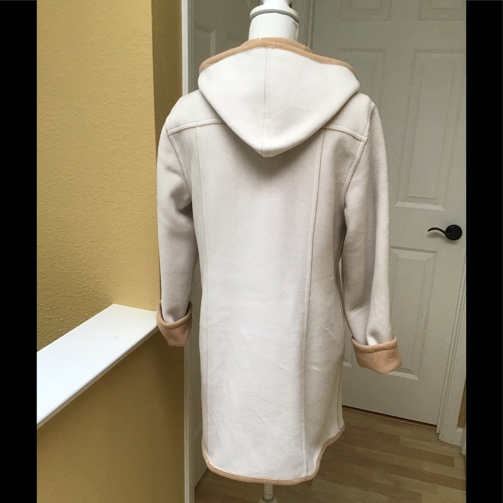 Susan Graver Ivory Polar Fleece Coat & Camel Trim. - Picture 7 of 9